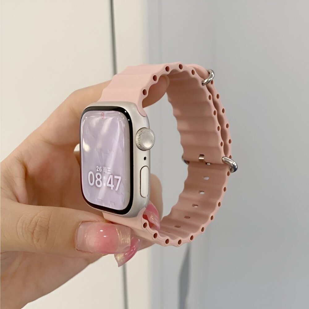 Apple Watch Band Silicone Waterproof Sport Ocean Strap for Apple Watch - Pink